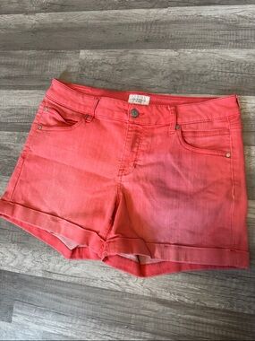 Celebrity Pink Coral Roll Hem Denim Shorts